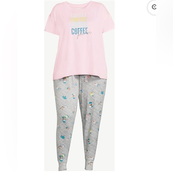 Joyspun Coffee Print Pajama Set, Size L 12-14 - Picture 2 of 8